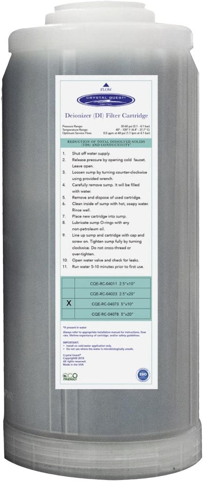 Ultra High Purity DI Resin Cartridge | 4-5/8" x 9-3/4" | Crystal Quest