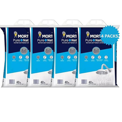 (4 Pack) Water Softener Salt Crystals – Natural High-Purity Salt for Softer Skin, Reduced Buildup, Easy Cleaning – 40 lb Each Bag with Handle, 160 lb Total