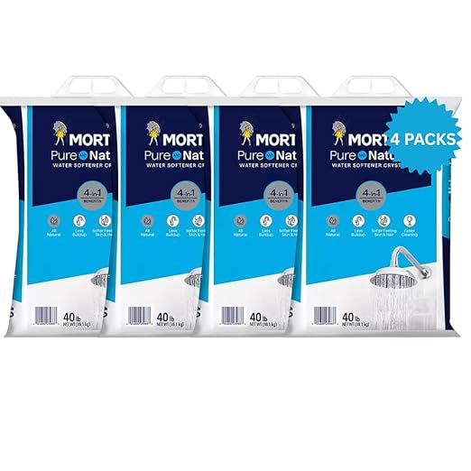 (4 Pack) Water Softener Salt Crystals – Natural High-Purity Salt for Softer Skin, Reduced Buildup, Easy Cleaning – 40 lb Each Bag with Handle, 160 lb Total