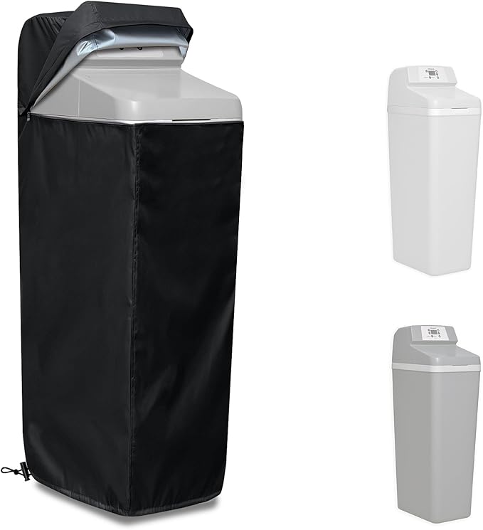 Water Softener Cover for WHES30E/WHES40E Grain Softener, Openable top Easy to use Removal-free installation for UV Dust protection of Water Softener Housings Outdoor or indoor (Black)