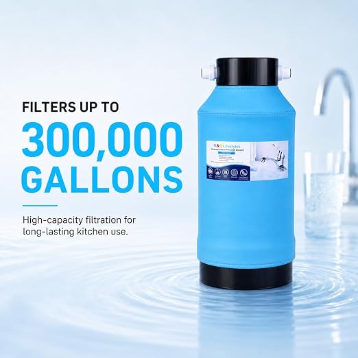 H&G Lifestyles Under Sink Water Filter System 300,000 Gallons | Reduces PFAS, PFOA/PFOS, Lead, Chlorine, Bad Taste & Odor,with NSF 42/53 KDF GAC,with 3/8" Quick Connection Easy Installation