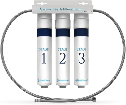 Clearly Filtered 3-Stage Under the Sink Filtration System/Easy Install/Targets 232+ Contaminants Including Heavy Metals, Fluoride, Lead, PFOA