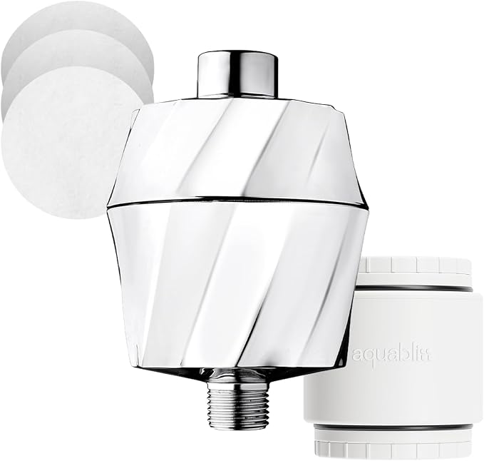 AquaBliss SF400 HD Revitalizing Shower Filter w/an Extra SFC400 Filter Cartridges & 30pc Pack of Sediment Pads (Exclusive Bundle)