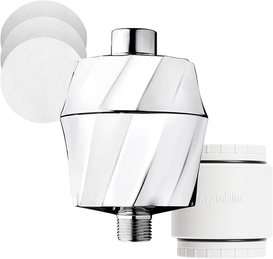 AquaBliss SF400 HD Revitalizing Shower Filter w/an Extra SFC400 Filter Cartridges & 30pc Pack of Sediment Pads (Exclusive Bundle)
