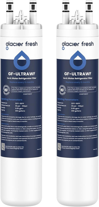 GLACIER FRESH ULTRAWF Frigidaire Refrigerator Water Filter, 2 Pack | Compatible with Pure Source Ultra, Kenmore 9999, 469999, 46-9999, A0094E28261, NSF 42 Certified