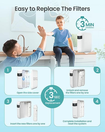 CripsTaste Tankless Reverse Osmosis System 800GPD High Flow Rate NSF 58&42 Certified & SGS Tested Under Sink Water Filtration System 2.5:1 Pure to Drain RO Water Filter System Under Sink