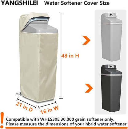 Water Softener Cover for WHES30E/WHES40E Grain Softener, Openable top Easy to use Removal-free installation for UV Dust protection of Water Softener Housings Outdoor or indoor (Beige)