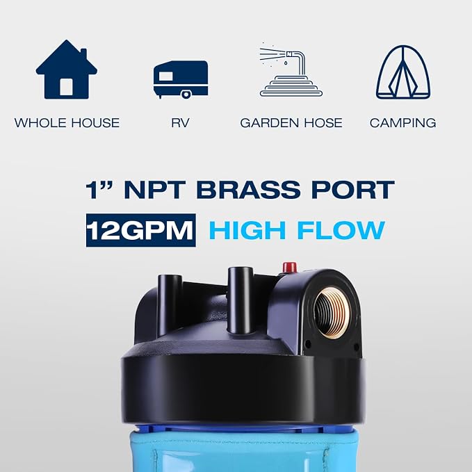H&G lifestyles Whole House Iron Filter for Well Water,Inline Water Filter for Garden Hose,Reduce Heavy Metal Chlorine, Soften Water,Iron Water Filter and Softener System,50,000Gallons