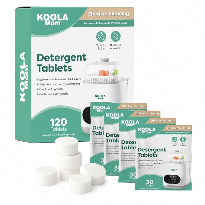 Detergent Tablets for Bottle Washer (120 Count) Deep Cleaning Compatible with Momcozy, Baby Breeza, Grownsy & All Bottle Washers - Removes Milk Residue from Bottles & Pump Parts