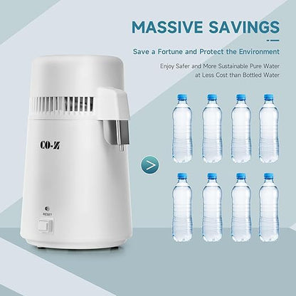 CO-Z Distilled Water Maker, 1 Gallon Water Distiller, 4L Home Countertop Water Distiller Machine, Table Desktop Water Distill Distilling Purifier Purification Filter, Home Pure Clean Water Device