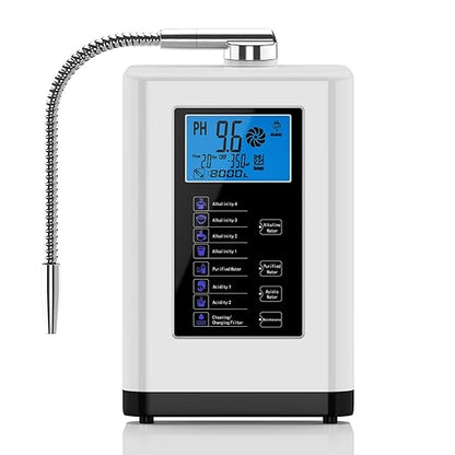 Alkaline Water Ionizer Machine, Water Machine PH 4-10.5 for Alkaline & Acidic Water, 5 Titanium Plates, Up to -500mV ORP, 8,000L Filter, 7 Water Settings, Auto-Cleaning, Intelligent Voice