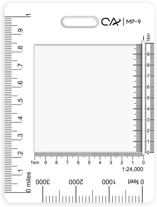 CYA MP-9 Military Map Coordinate Scale Protractor - Pocket UTM Tool | Compact UTM map protractor with mile & feet distance rulers. Features badge slot & white edge band for land navigation