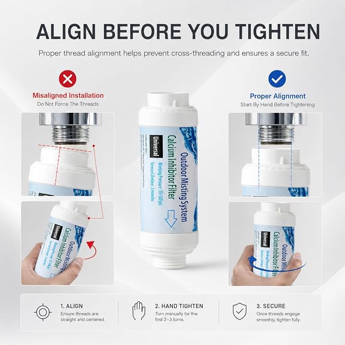 H&G lifestyles Misting System Calcium Inhibitor Filter for Patio | Misters Inline Water Filter Effectively Reduce Hard Water Spots, Soften Water (Pack of 2)