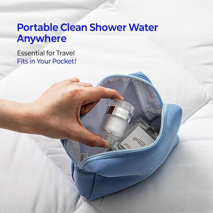 Dr.Piel Travel Shower Filter – Ultra-Compact & Lightweight Portable Shower Filter, NSF Certified, Universal G1/2 Fit for Travel & Hotel Use