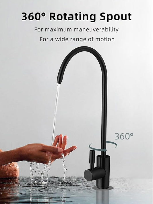 Drinking Water Faucet Matte Black Water Filter Faucet, SUS304 Stainless Steel, Easy to Install Reverse Osmosis Faucet for Kitchen Bar Sink