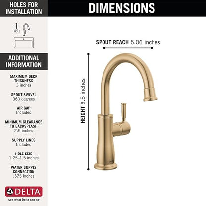 Delta Faucet Clarifi Under Sink Reverse Osmosis Water Filter System with Gold Traditional Beverage Dispenser Faucet
