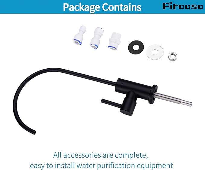 Black Water Filter Faucet - 100% Lead-Free RO Faucet, 360° Swivel Drinking Water Faucet for Kitchen Sink, Compatible with Reverse Osmosis & Under Sink Filtration Systems