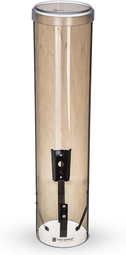 San Jamar Large Pull-Type Cup Dispenser 6-12 Oz. Flat Cups, 4.5 - 7 Oz Cone Cupz with Flip Cap for Restaurants, Home, and Office, Plastic, 16 Inches, Brown