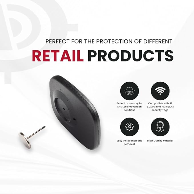 16MM GROOVED Flathead Pins for Retail Security Tags EAS Loss Prevention – 1000 Count – Checkpoint Security Compatible for Theft Prevention – for Apparel, Accessories, Others by BullsEye Protection