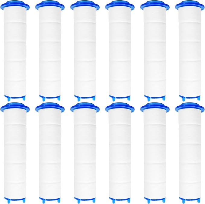 12Pcs 3” Shower Head Filter Cartridge, PP Cotton Replacement Filters for High Pressure Handheld Turbo Fan, Vortex Hydro Jet Shower Head, Improves Water Quality, Easy Install