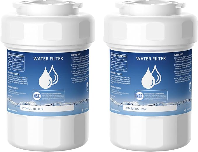 MWF Water Filter Compatible with GE® MWF®, SmartWater MWFP, MWFA, MWFINT | GWF, GWFA, HDX FMG-1, Kenmore® 9991, High Efficiency Filtration and Every 6 Months Value, NSF Certified, 2 Pack