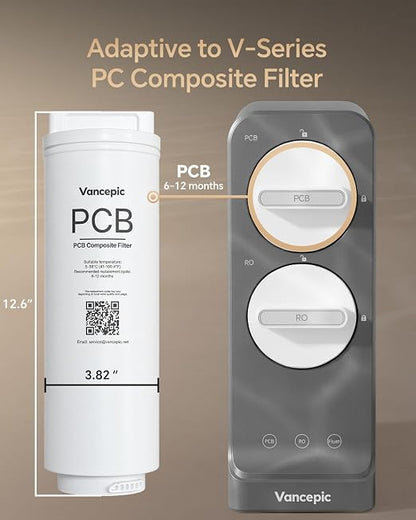 Vancepic PCB Composite Filter Replacement, Compatible with V-Series (QR600/QR800) Water Purifiers, 8-Month Lifespan, 3s Quick-Change, No Tools Needed