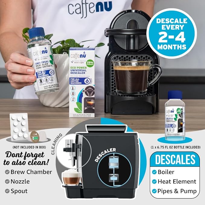 Caffenu Complete Coffee Machine Care Bundle - Descaling Solution & Cleaning Pods Set