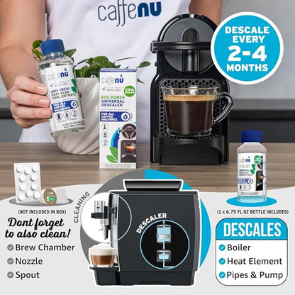 Caffenu Complete Coffee Machine Care Bundle - Descaling Solution & Cleaning Pods Set