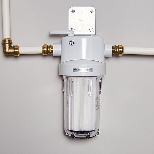 GE Whole House Water Filtration System & Filters | Reduces Sediment, Rust & More | Install Kit & Accessories Included | GXWH40L, FXHSC