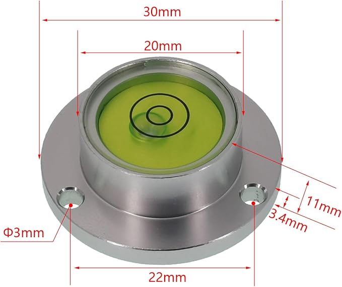 Metal Horizontal Bubble Bull's-Eye Level Universal Horizontal Bubble Flange Water Bubble Level Horizontal Bubble Small Household (30 * 11mm(Green))