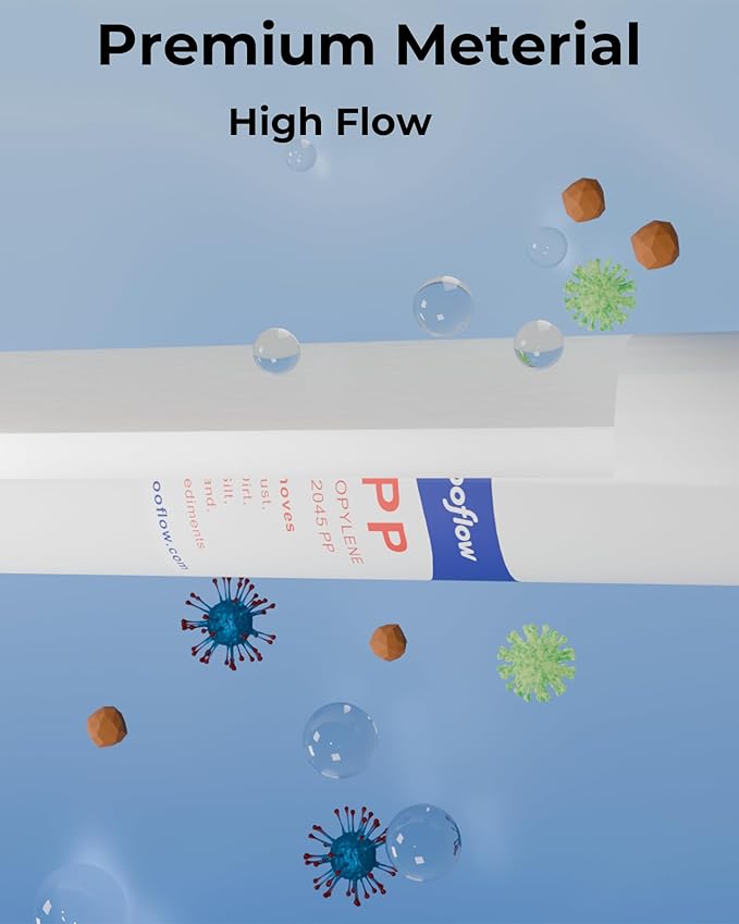20x4.5 Inch PP Sediment Water Filter, Multi-Layer Gradient Density Replacement, Reduces Sand, Rust, Dirt & Silt, 5 Micron, Fits Standard 20" Housings
