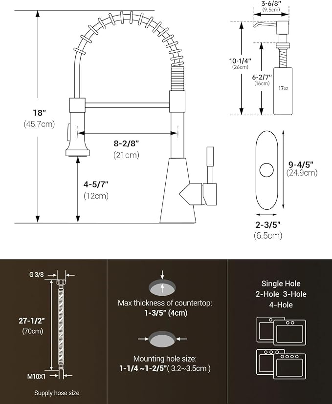 APPASO Kitchen Faucet with Soap Dispenser Pull Down Sprayer Brushed Nickel | NSF/ANSI/CAN 372 & Lead-free, SUS304 Stainless Steel 3 Modes Faucet for Farmhouse, Bar & RV