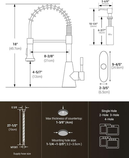 APPASO Kitchen Faucet with Soap Dispenser Pull Down Sprayer Brushed Nickel | NSF/ANSI/CAN 372 & Lead-free, SUS304 Stainless Steel 3 Modes Faucet for Farmhouse, Bar & RV