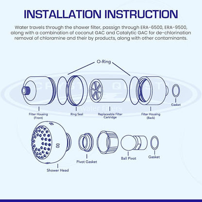 Crystal Quest Shower Filter, Shower Head Filter for Hard Water, Shower Water Filter Removes Chlorine, chloramines & VOCs, Filter Shower Head, Improves Skin & Hair, Long-Lasting - ISO Certified, White
