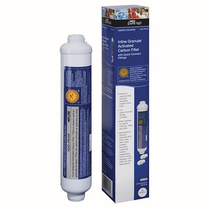 Watts Premier H2O-FK102 Pure H2O 2,500 Gallon RO (Reverse Osmosis) GAC Carbon Inline Filter with 1/4" FNPT Connection and Two 1/4" Quick Connect Adapters for Refrigerator, RV, Camper, Water Cooler