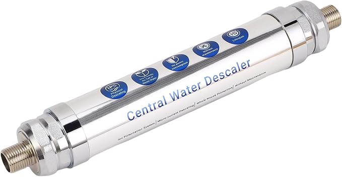 Water Softener System No Salt Magnetic Water Descaler Scale Remover for Whole House Shower Dishwasher Solar Heater Stainless Steel Compact (1/2 inch (DN15))