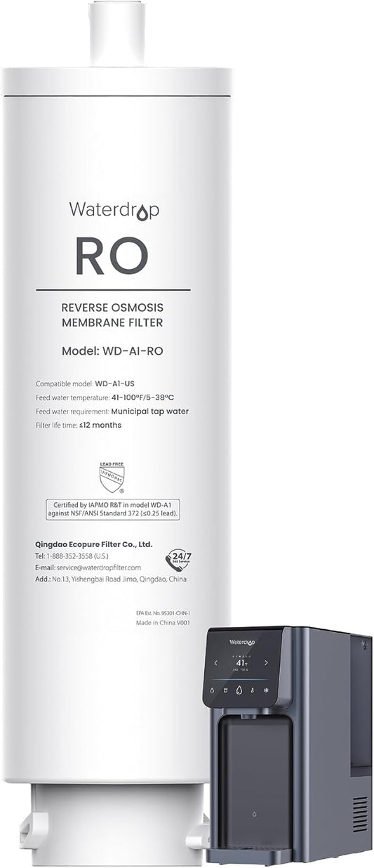 Waterdrop A1-RO Filter, Replacement for Waterdrop A1 Reverse Osmosis Hot Cold water Dispenser, 12-month Lifetime