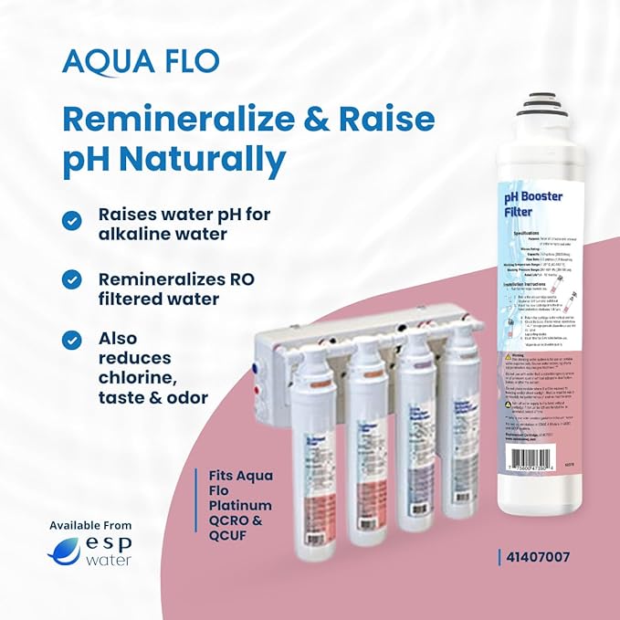 Aqua Flo 41407007 Quick Change pH Booster Filter for QCRO and QCUF 4-Stage Systems Remineralizes Water Raises pH Reduces Chlorine Taste and Odor