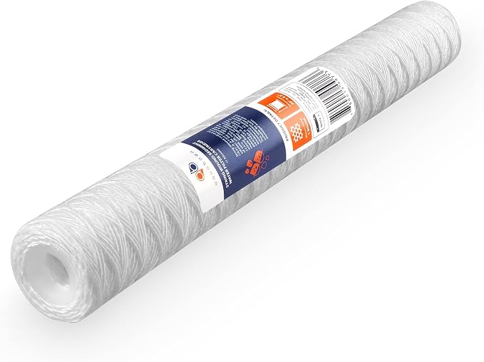 Aquaboon 1 Micron 20" x 2.5" String Wound Water Filter Cartridge - Whole House Water Filter Replacement for Well Water Matches SWC-25-2005, 4-Pack