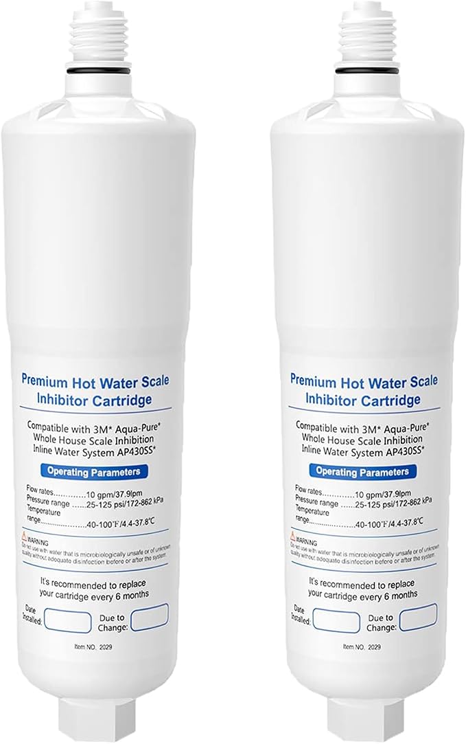 AP431 Cartridge, Replacement for Aqua-Pure Whole House Scale Inhibition Inline Water System Helps Prevent Scale AP430SS, 2 Pack (2, White)