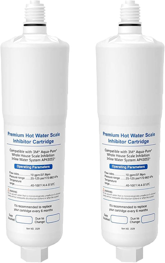 AP431 Cartridge, Replacement for Aqua-Pure Whole House Scale Inhibition Inline Water System Helps Prevent Scale AP430SS, 2 Pack (2, White)