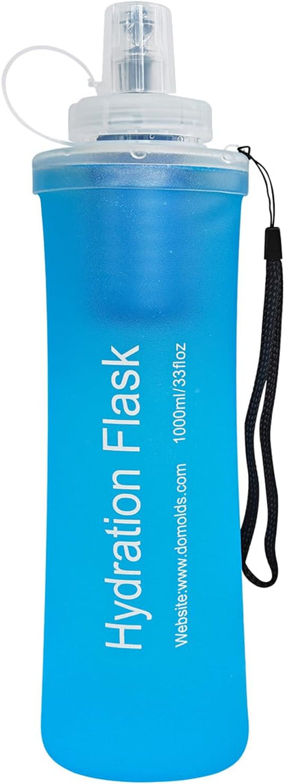 GUYI 1.0L Collapsible Water Filter Bottle, Removes Impurities, BPA Free, Ultralight for Hiking, Camping, Cycling & Travel-Blue