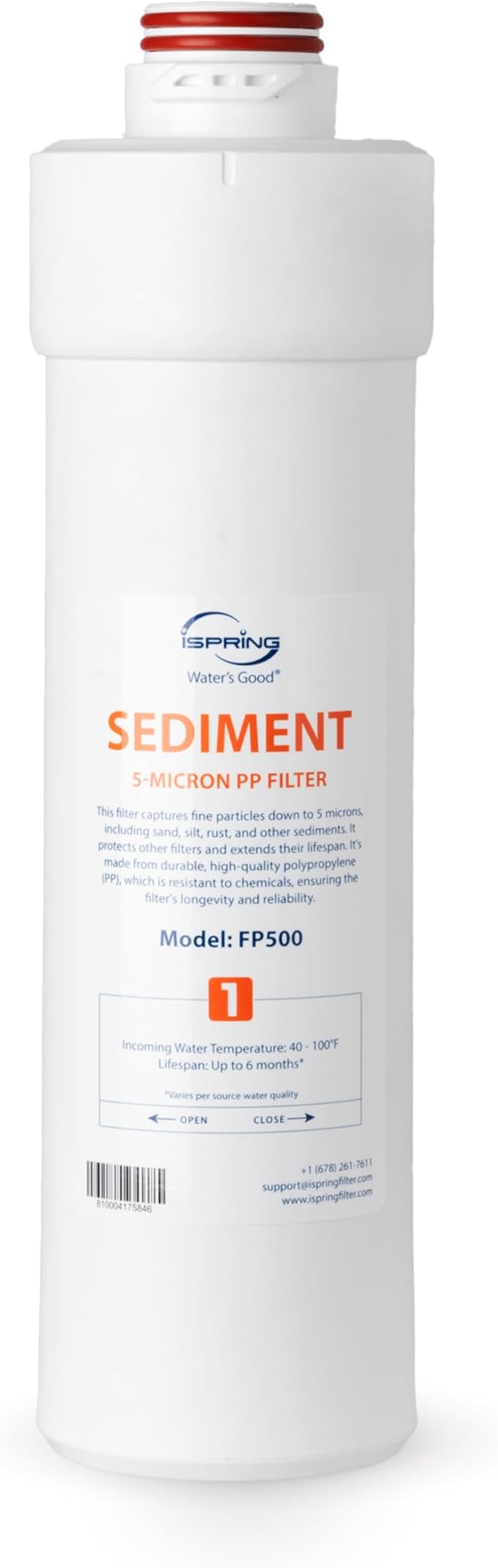 iSpring FP500 1st-Stage 5-Micron Sediment Replacement Filter for RO5004F Series Tankless Reverse Osmosis System, Lasts up to 6 Months