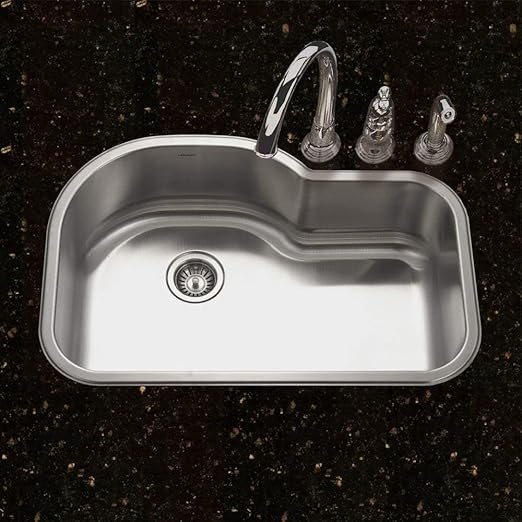 Houzer BSH-3200 Belleo 32 inch Stainless Steel Kitchen Sink, Topmount, Single Bowl Offset, Cabinet Compatibility, Basket Strainer and Bottom Grid Included, Satin Finish