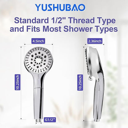 HH901 Handheld Filtered Shower Head, High Pressure, 10 Spray Mode, Water Softener Filter Beads for Hard Water, Remove Chlorine, Reduces Dry Itchy Skin