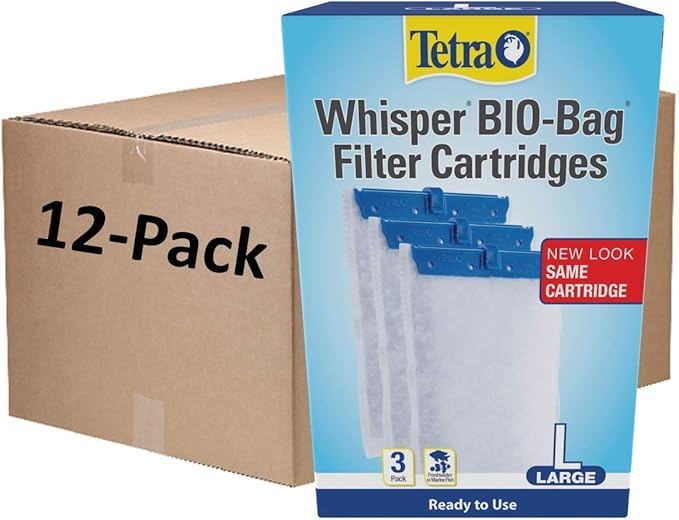 Tetra Whisper Bio-Bag Large Filter Cartridges for Aquariums, 12 Count, Ready to Use, Fits Tetra Whisper Fish Tank Filters 10-30 Gal, 20-40 Gal, PF-20, 30, 40, 60, IQ 20, 30, 45, 60