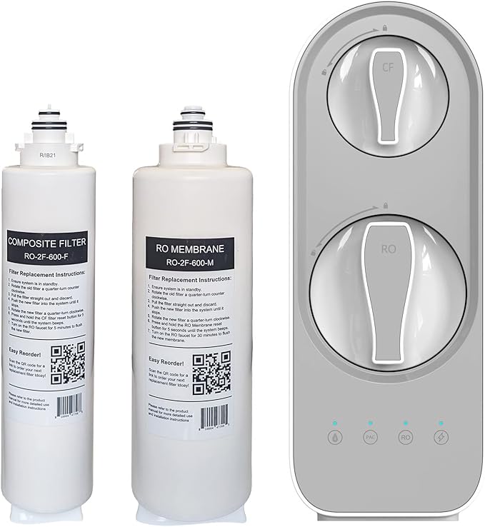 USWF 2-Year Replacement Filter Set for RO-2F-600 Tankless Reverse Osmosis System, Pack of 2 CF Filters and 1 RO Membrane