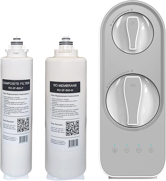 USWF 2-Year Replacement Filter Set for RO-2F-600 Tankless Reverse Osmosis System, Pack of 2 CF Filters and 1 RO Membrane
