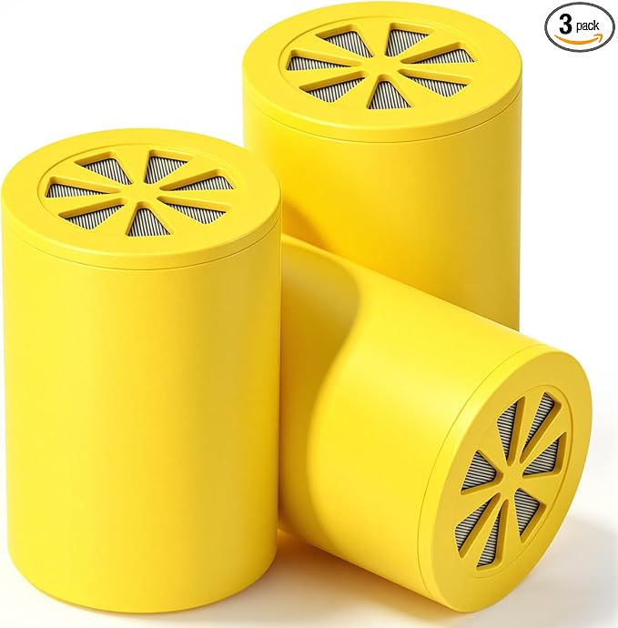 A-01 Replacement Filter Compatible with Afina Filtered Showerhead & Shower Filter, Carbon-Free KDF & Calcium Sulfite Cartridge for Hard Water, High Pressure for Hair and Skin Care, 3 Pack