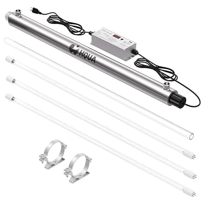 HQUA-OWS-12T 120V 40W 12GPM Whole House Ultraviolet Water Purifier Filter, + 2 Extra UV Bulbs,with Lamp Rated Life 365 Days Ballast